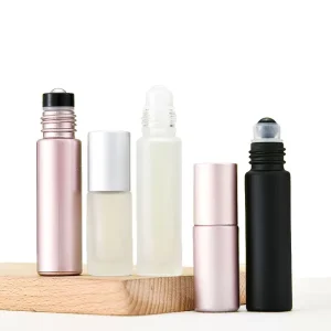 Round Matte Frosted 5ml 10ml Glass Perfume Oil Roll On Bottle with Stainless Steel Roller Pieces Screen Printing Custom Colors