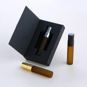 Sample 5ml Perfume Frosted Brown Spray Cap Bottle with Custom Logo and Packaging Gift Box Refillable Mini Bottle