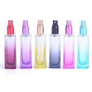 Screen Printing Pocket Thin Square Gradient Color Glass Fragrance Spray Perfume Bottles 20ml