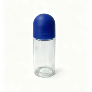 Sealing Type Roll On 30 50ml Clear Glass Roller Bottle with Blue Cap Customizable Essential Oil Perfume