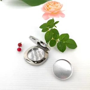 Silver Zinc Alloy Flip Top Portable Perfume Box 3g Solid Balm Container Dual Use Blush Makeup Case for Women