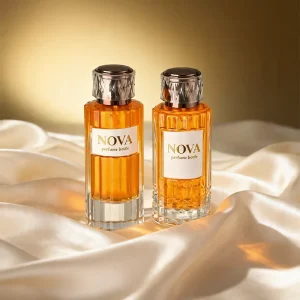 Simple Design Round Rectangle 30ml 50ml 100ml Glass Perfume Bottles with Golden Cap
