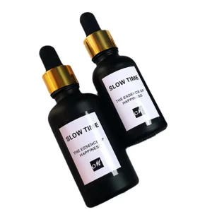 Simplife 10ml 20ml 30ml 50ml Matte Black Screen Printed Eco friendly Essential Oil Serum Glass Dropper Bottle Gold Lid