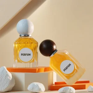 Sleek Glass Perfume Bottle with Wood Cap 50ml Customizable Fragrance Container with Fine Mist Delay Sprayer