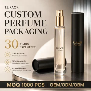 Slim Clear Perfume Bottle 30Ml with Black Cap Custom Glass Perfume Bottle for Sample Fragrance Packaging Bulk Set