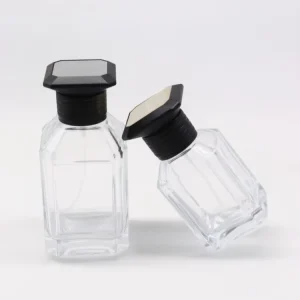 Small Travel Size Perfume Bottle with Black Cap Clear Refillable Glass Fragrance Bottle for Women and Men