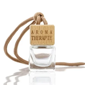 Square 8ml Clear Empty Car Air Freshener Diffuser Hanging Perfume Bottle with Wood Screw Cap