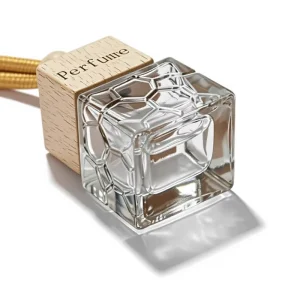 Square Glass & Wood Lid Glass Bottle Car Perfume Aromatherapy 8ml Fragrance Deodorizing Long-Lasting