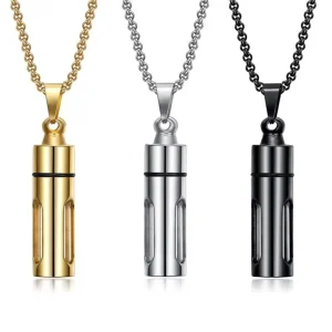 Stainless Steel Perfume Bottle Necklace 13*59mm Silver Gold Black Cremation Urn Pendant Necklace