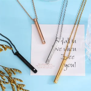 Stainless Steel Perfume Bottle Necklace Silver Gold Black Cremation Urn Pendant Necklace