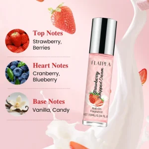 Strawberry Vanilla Alcohol free Ball Roll On Perfume Fresh Lasting Mild Does Not Stimulate Perfumes Oil 10ml Perfumes De Mujer