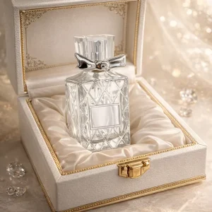 Support Customized Logo Glass Perfume Bottle 30ml 50ml Transparent Spray Perfume Atomizer with Bow Cover