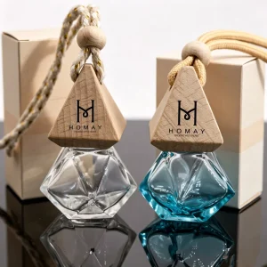 Sustainable Eco Friendly 6ml 8ml 10ml Car Perfume Bottle Hanging Wood Cap Recyclable Glass Diffuser for Natural Fragrance Brands
