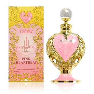 TONFLY 15ml Exquisite Heart Shaped Bottle Women’s Perfume Oil Pink Heartbeat Concentrated Aroma Middle Eastern Style Fragrance