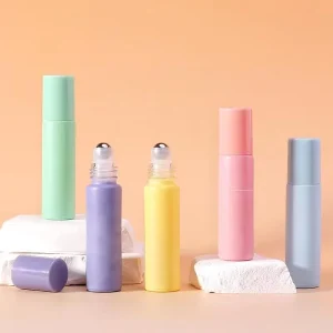 Thick Walled Matte Glass Roll on Bottle 10ml Colored Macaron Opaque Container Test Perfume Essential Oil Cosmetic Samples