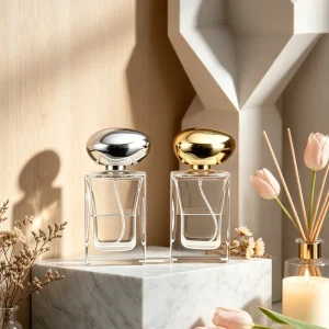 Transparent Square Glass Perfume Bottle 50ml Fragrance Refillable Portable Aromatherapy Spray Screen Printed Frost 100pcs