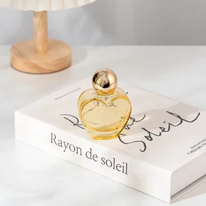 Transparent Yellow 50ml Glass Perfume Bottle Essential Oils Bottle with Golden Lid