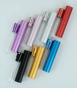 Travel Round 5ml 10ml Small Refillable Empty Aluminum Atomizer Perfume Spray Bottle Packaging