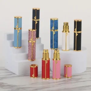Travel Size Perfume Bottle Portable Leather Mini Sprayer Pump Atomizer Sample Spray Perfume Packaging