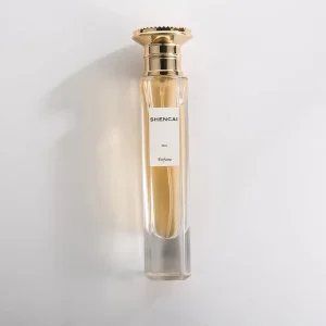 Ultra Thin Fragrance Perfume Bottle 30ml Rectangular Clear Glass with High Curl Thick Bottom Metal Cap Pump Sprayer Sealing Type