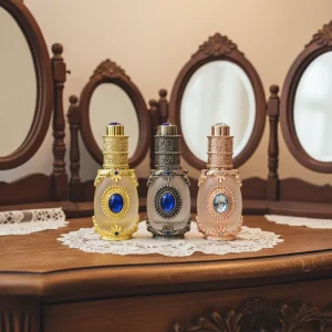 Vintage and Exquisite Arabian Dubai Essential Roll on Oil Gem Glass Perfume Empty 12ML Oval Bottle
