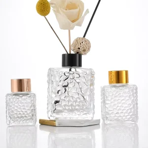 Wave Point Square Glass Reed Diffuser Bottle 50ml 80ml 150ml Empty Reed Diffusing Bottle