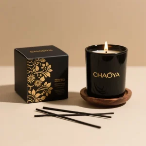White Cardboard Candle Gift Paper Packing Boxes with Gold Foil for Aromatherapy Candle and Home Fragrance Packaging