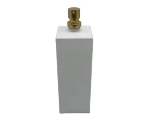 White Glass Perfume Bottle with Square Design Screen Printing Rubber Stopper