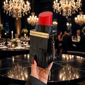 Women Acrylic Bag Black Paris Perfume Shape Evening Bags Chain Shoulder Messenger Purses Vintage Banquet Lipstick Style Handbags