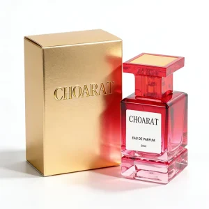 Women Square Spray Perfume Bottle 50ml Empty Thick Glass Gradient Red with Box