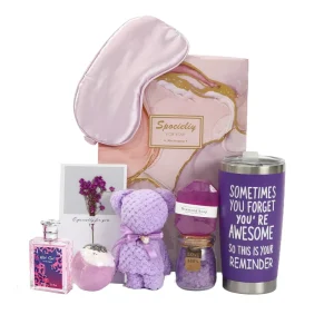 Women’s Luxury Stainless Steel Pink Perfume Spa Gift Set for Christmas Valentine’s Day Birthday Presents