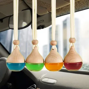 Wood Lid Car Diffuser Glass Auto Air Freshener Clip on Fragrance Essential Oil Liquid Automotive Perfume Fragrance Car