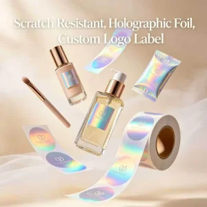 YSB Scratch Resistant Holographic Foil Custom Logo Makeup Label for Beauty Tools and Cosmetic Packaging