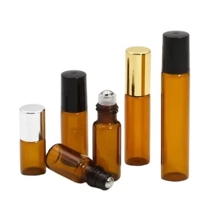 test Portable 2ml Mini Tester Amber Glass Essential Oil Roll on Bottle
